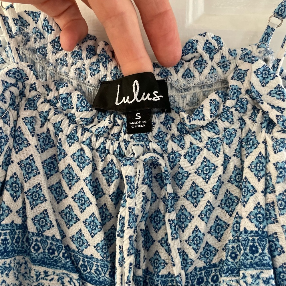 Lulus Blue Patterned Ruffle Maxi Dress - Picture 2 of 9